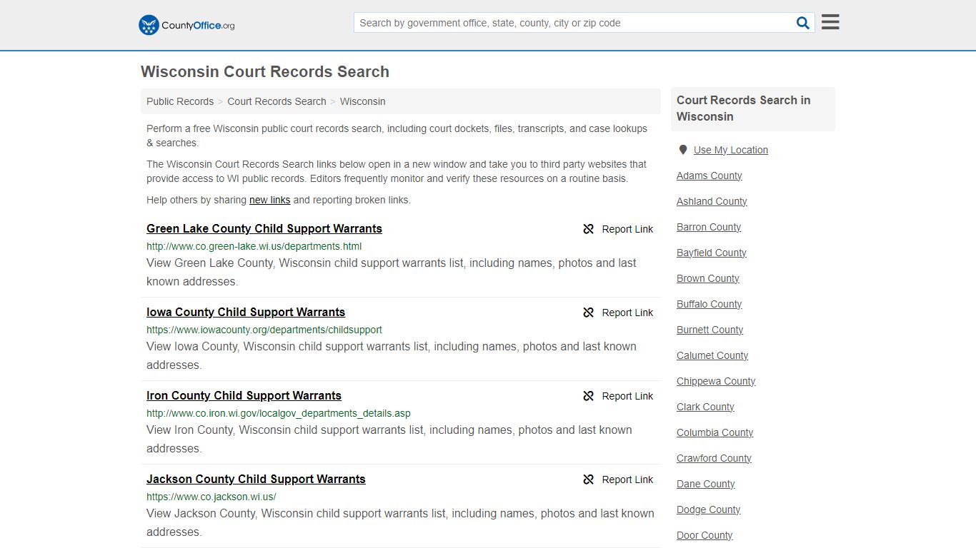 Wisconsin Court Records Search - County Office